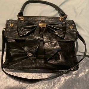 Gianni Bini  Black Leather with Bow Shoulder Bag